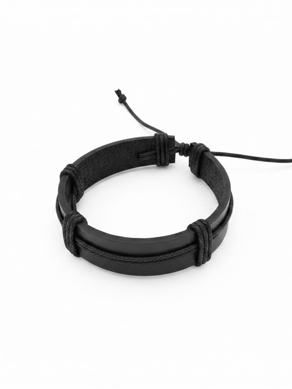 Men's Black Leather Knot Bracelet new